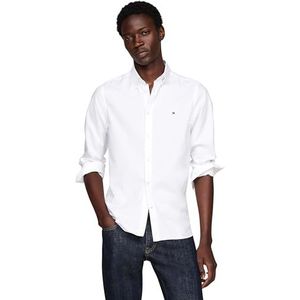 Tommy Hilfiger Heren Flex Dobby SF Shirt MW0MW34568, L/S shirt, wit, XXXL, Wit (Optisch Wit), 3XL grote maten