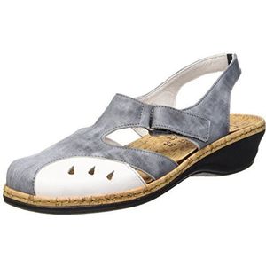 Comfortabel Dames 720096 Gesloten sandalen met sleehak, blauw/wit, 37 EU Weit