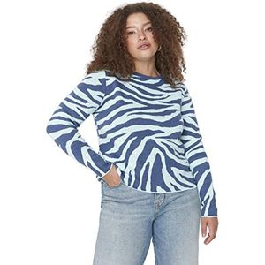 Trendyol Dames ronde hals jacquard getailleerde plus size trui sweatshirt, mint, XXL, Munt, XXL