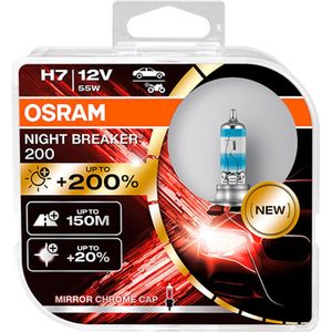 Osram Night Breaker 200 Laser Halogeen Lampen - H7 - 12V/55W - set a 2 Stuks