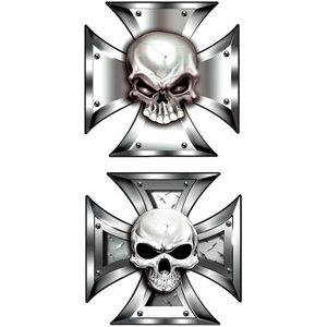 Stickerset Skull in Ironcross - 2x 8x8cm