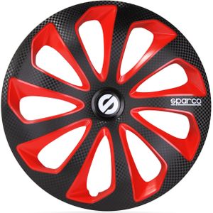 Sparco Wieldoppenset Sicilia 14-Inch Zwart/Rood/Carbon