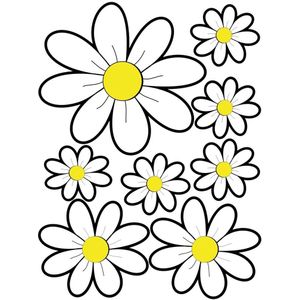 Stickervel Flowers - wit - 24,5x32,5cm