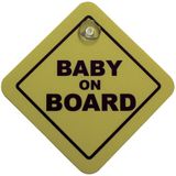 Sticker/Bordje Baby On Board - Geel - 16x16cm