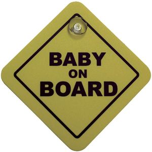 Sticker/Bordje Baby On Board - Geel - 16x16cm