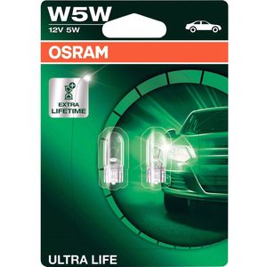 Osram Ultra Life 12V W5W T10 - 2 Stuks