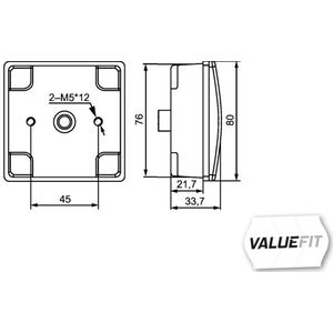 Mistachterlicht LED 12V 80x80mm