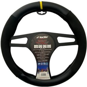 Simoni Racing Stuurwielhoes Sporty - 37-39cm - Zwart Eco-Leder, Microfiber, Carbon Look Gele 12 uur