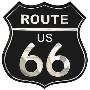 Aluminium Embleem/Logo - Route 66 - Black - 8x8cm