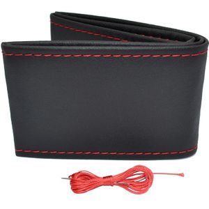 Universele Stuurwielhoes Classic - Zwart PVC Leder + Rood Stiksel