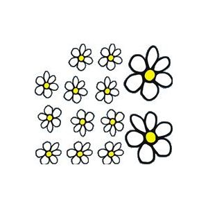 Sticker Flowers - wit/Geel - 13.5x15.5cm
