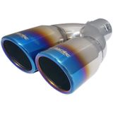 Simoni Racing Uitlaatsierstuk Dubbel Rond/Schuin RVS/Titanium - 76xL230mm - Montage -37->58mm