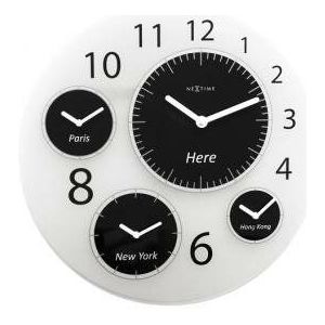 NeXtime klok 3101 Big World, Ø52 cm, Wall, White/ Black