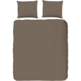 Cheqo® Luxe Microfiber Dekbedovertrek 200x220 cm - Uni Taupe - 2 Persoons - Oeko-Tex Gecertificeerd