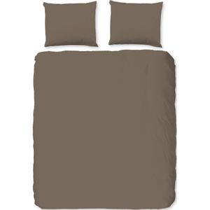 Cheqo® Luxe Microfiber Dekbedovertrek 200x220 cm - Uni Taupe - 2 Persoons - Oeko-Tex Gecertificeerd