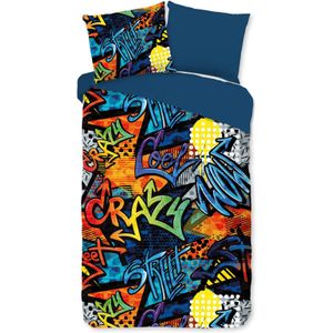 Dekbedovertrek voor Kinderen - 140x200/220 cm - Graffiti Print - Multi - 1 Persoons - 100% Microfiber