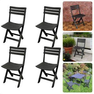 Cheqo® Set van 4 Inklapbare Tuinstoelen - Lichtgewicht Tuinstoelen voor Buiten - Comfortabele Tuinstoelen - 44 x 41 x H 78 cm - Max. Belasting 120 kg - Praktische Tuinstoelen Set - Zwart