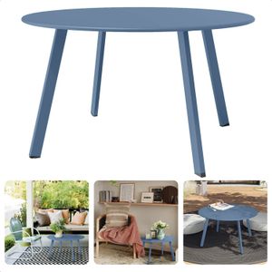 Cheqo® - Tafeltje Metaal - Mat Blauw - Tafel 70cm - Hoogte 40cm - Tafeltje - Tuintafel - Bijzettafel voor Binnen en Buiten - Nachtkastje - Salontafel - Voor Woonkamer - Slaapkamer - Eetkamer - Studeerkamer - Tijdloos Design - Weersbestendig