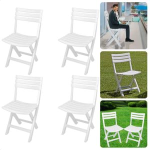 Cheqo® Set van 4 Inklapbare Tuinstoelen - Lichtgewicht Tuinstoelen voor Buiten - Comfortabele Tuinstoelen - Max Belasting 120 kg - Praktische Tuinstoelen Set - Tuinstoel Set - Wit