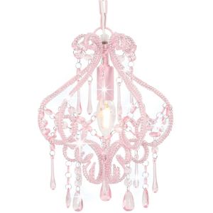 Roze plafondlamp met acryl kralen en E14 fitting voor chique interieur