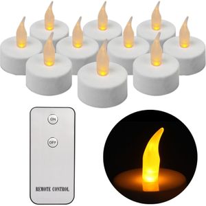 Cheqo® Theelichtjes LED - Theelichten met Afstandsbediening - 10 Stuks - Waxinelichtjes - Realistische Kaarsen - Kaarsjes - Theelicht - Inclusief Batterijen