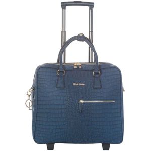 Olivia Lauren - Octavia - Laptoptrolley - Blauw - Imitatieleer met Crocoprint