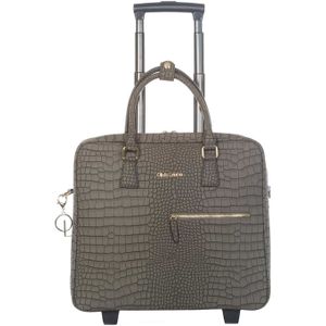 Olivia Lauren Maxine Business Trolley mat croco grey handbagage koffer pilotenkoffer