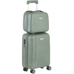 CarryOn Skyhopper 4 Wiel Trolley 55 + Beautycase Set olive Harde Koffer