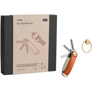 Orbitkey Leather Key Organiser + Ring V2 cognac tan