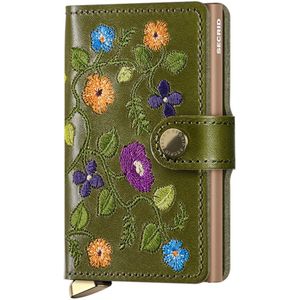 Secrid Miniwallet Premium Stitch Floral olive Dames portemonnee