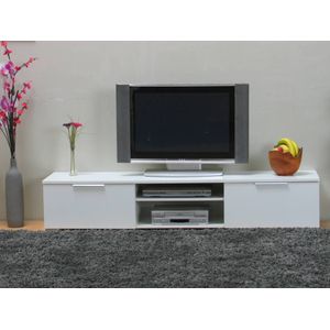 TV meubel Bergamo wit hoogglans met 2 laden en open vakken