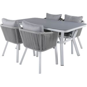 Virya tuinmeubelset tafel 90x160cm en 4 stoel Virya wit, grijs.