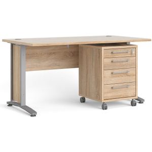 Prisme Bureau met verrijdbaar onderstel, eiken decor