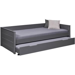 Dream bed 90x200cm met 1 uitschuifbaar bed grijs.