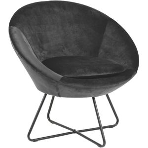 Cenna fauteuil donkergrijs, zwart metaal.