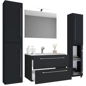 Badinos badkamer B 80 cm, spiegel, zwart.