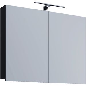 VCB1 spiegelkast 60 cm incl. verlichting, zwart.