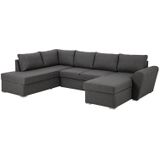 Stan hoekbank slaapbank met chaise longue rechts en opbergruimte stof grijs