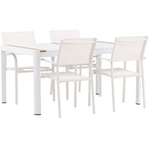 Togo tuinmeubelset tafel 90x150cm wit, 4 stoelen Santorini wit.