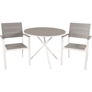 Parma tuinmeubelset tafel Ã˜90cm en 2 stoel Levels wit, grijs, crÃ¨mekleur.