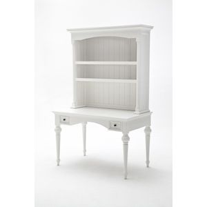 Provence bureau met opbouw en 2 lades, in wit.