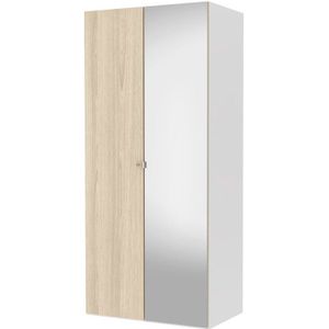 Saskia kledingkast A 1 spiegeldeur  1 deur eiken decor en wit.