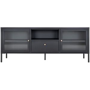 Dalby TV-meubel 2 glazen deuren, 1 lade, 1 plank zwart.