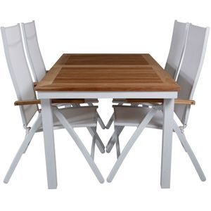 Panama tuinmeubelset tafel 90x160/240cm en 4 stoel L5posH Panama wit, naturel.