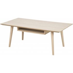 Cent salontafel met 1 plank eiken geloogd wit - 115x60x42 cm