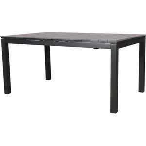 Dory tuintafel, incl. 2 inlegplaten L 160-260 cm zwart/grijs.