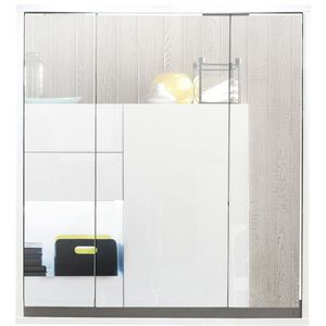 Sol spiegelkast 3 deuren zonder verlichting wit, wit hoogglans, meerkleurige bekleding.