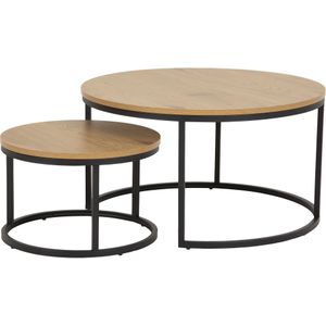 Spiro salontafel Ø50 cm, set met 2 stuks, eik.