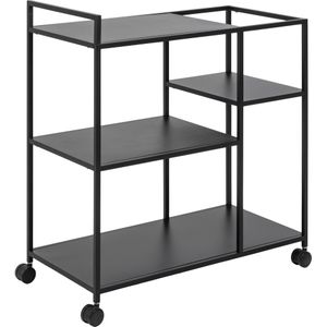 Newbor salontafel Trolley met 3 legborden zwart.