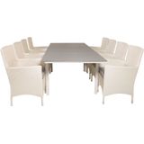 Levels tuinmeubelset tafel 100x160/240cm en 8 stoel Malin wit, grijs.
